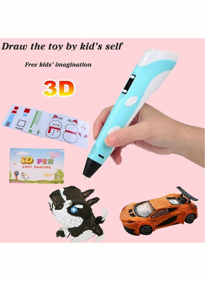 Generic - 3D Printing Pen with Display Includes 3 Initial Color Filaments and Project Guide Book Charger Base - Image 1