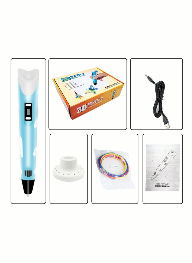 Generic - 3D Printing Pen with Display Includes 3 Initial Color Filaments and Project Guide Book Charger Base - Image 1