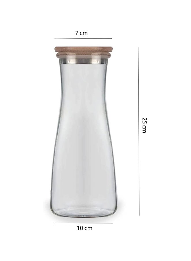 BLACKSTONE - Glass Water Carafe With Bamboo And Stainless Steel Lid Beverage Dispenser Clear Carafe YK41011 1.0L - Image 1