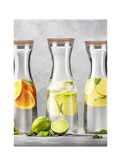 BLACKSTONE Glass Water Carafe With Bamboo And Stainless Steel Lid Beverage Dispenser Clear Carafe YK41011 1.0L  - Image 2