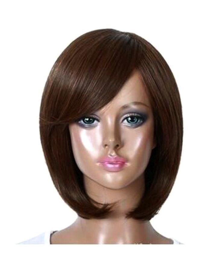 NIBEMINENT Short Straight Hair Wig Brown