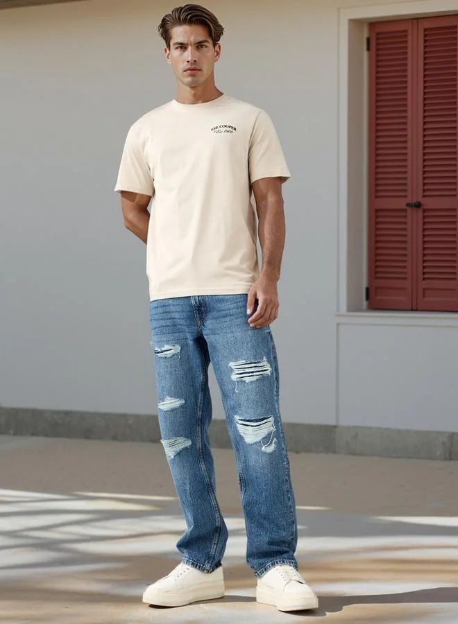 لي كوبر تيشيرت لي كوبر بطبعة حروف ورقبة دائرية