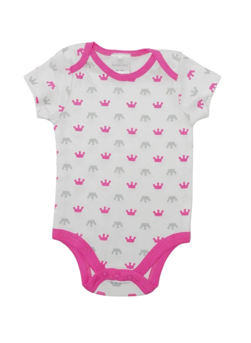 بمبىمىشى Bambimici Baby Pink Printed Short Sleeve with Pyjama 3-Piece