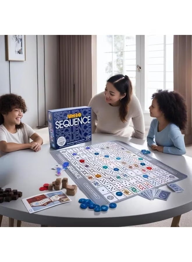 Jumbo Sequence, Family Board Game, Deluxe Edition Strategy Board Games, Playset with Chips, Cards & Mat, Perfect For Multi Players, Memorable Game Nights & Gatherings - Image 2