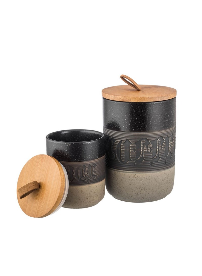 Abareek Al Safa 7-piece ceramic spice box set with wooden stand - Image 2