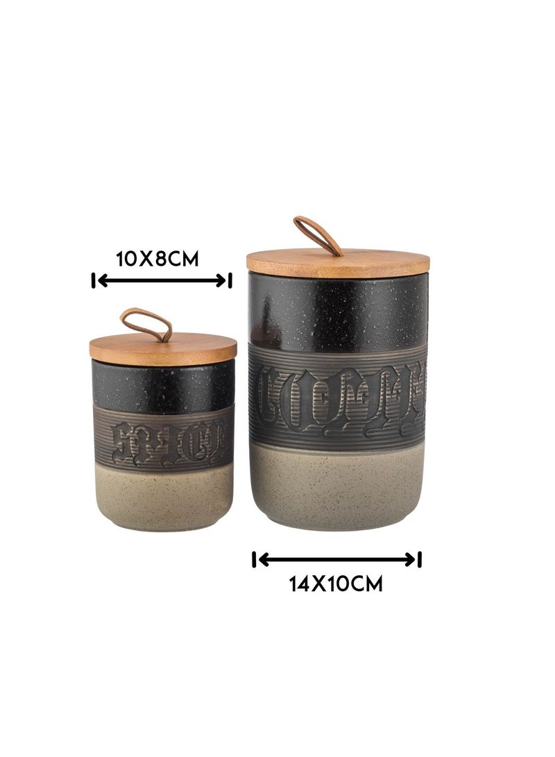 Abareek Al Safa 7-piece ceramic spice box set with wooden stand - Image 3