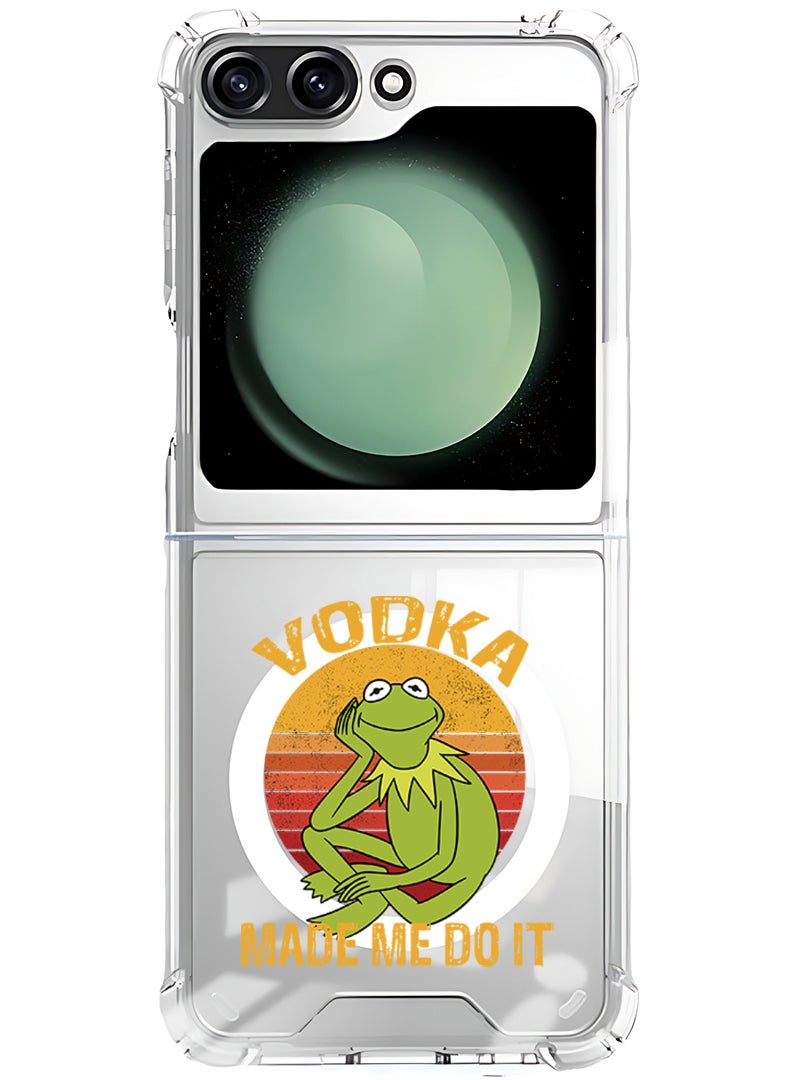 Theodor Magnetic Case for Samsung Galaxy Z Flip 5 Compatible with MagSafe Wireless Charging, Shockproof Phone Bumper Cover Vodka made me do it - Image 1