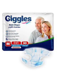 Adult Diaper, Size Medium, 30 Count Turkish Made Diaper with Extra Dryness Layer and Wetness Indicator