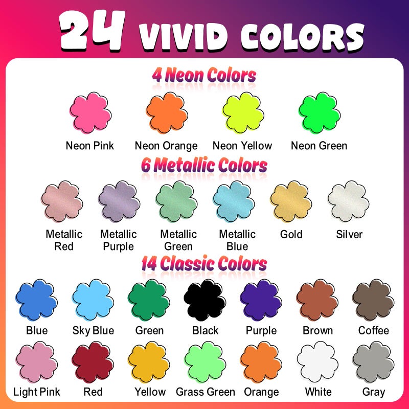 X ARTY HUB Jumbo Acrylic Paint Markers, 24 Colors (14 Classic, 6 Metallic, 4 Neon) Poster Markers with 15mm Thick Tip, Quick-Dry Paint Pens for Window Art, Banners, Signs & Large DIY Projects - Image 2