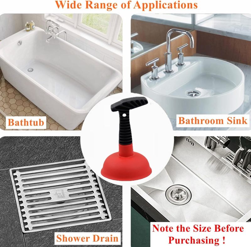 Mini Plunger: Yellow Compact Leather Suction Cup - Short Sturdy Handle for Tight Spaces, Chemical-Free Drain Unclogger for Home Kitchen Bathroom Bathtub Drains - Image 4