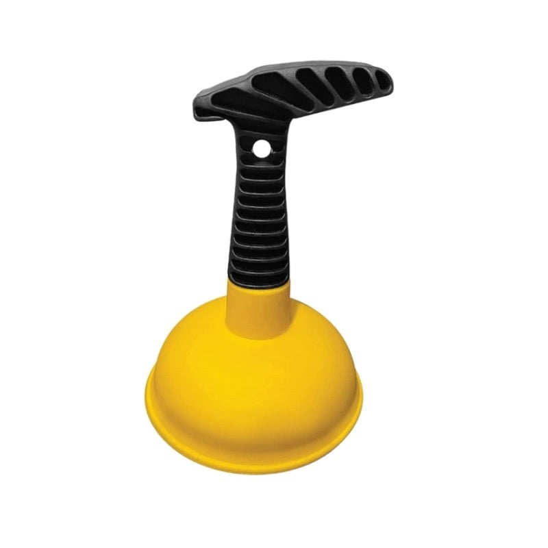 Mini Plunger: Yellow Compact Leather Suction Cup - Short Sturdy Handle for Tight Spaces, Chemical-Free Drain Unclogger for Home Kitchen Bathroom Bathtub Drains - Image 1