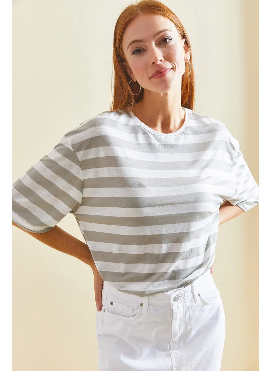 Lithe Striped Oversize Combed Cotton Tshirt