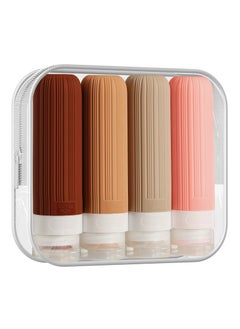 Silicone Travel Size Toiletry Bottles, Travel Essentials Containers for Toiletries with Toiletry Bag(4 Pack)-White