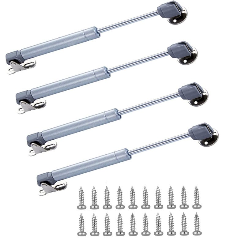 Lagogia 20N44 lb Gas Strut Cabinet Hinge Safety Lift Support Gas Shock and Soft Opening and Cushioning Telescopic Cabinet Door Rubber Head Gas Spring Support 10 Length 4 Set Siver - Image 2