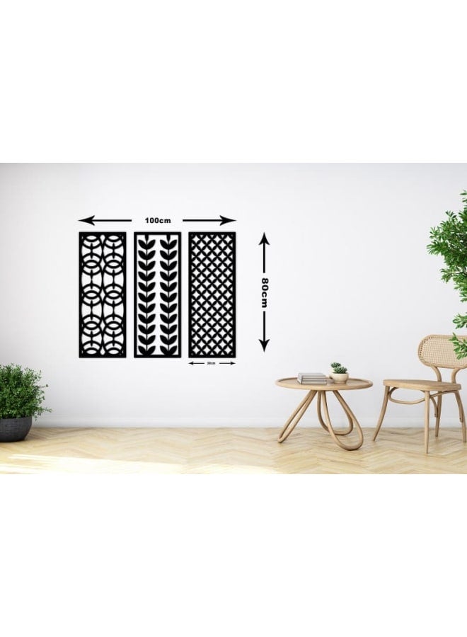 هوم جاليري مجموعة فنون جدارية خشبية بأشكال هندسية ونباتية - Image 4