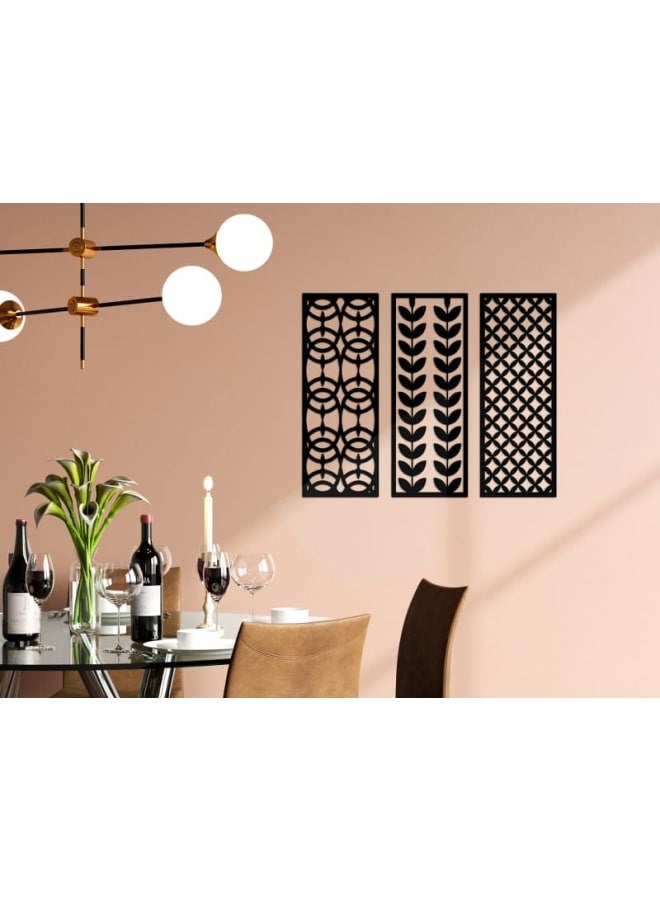 هوم جاليري مجموعة فنون جدارية خشبية بأشكال هندسية ونباتية - Image 3