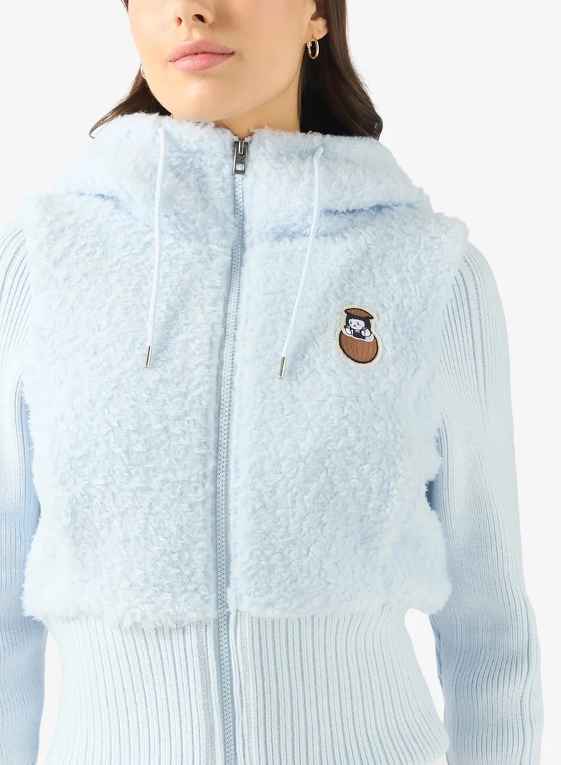 Anta Blue Knit Fleece Track Top - Lifestyle - CozyWarm Hybrid Hoodie Blue for Women | Best Price UAE