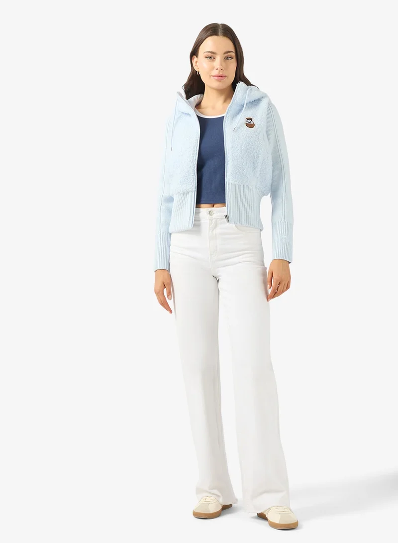 Anta Blue Knit Fleece Track Top - Lifestyle - CozyWarm Hybrid Hoodie Blue for Women | Best Price UAE