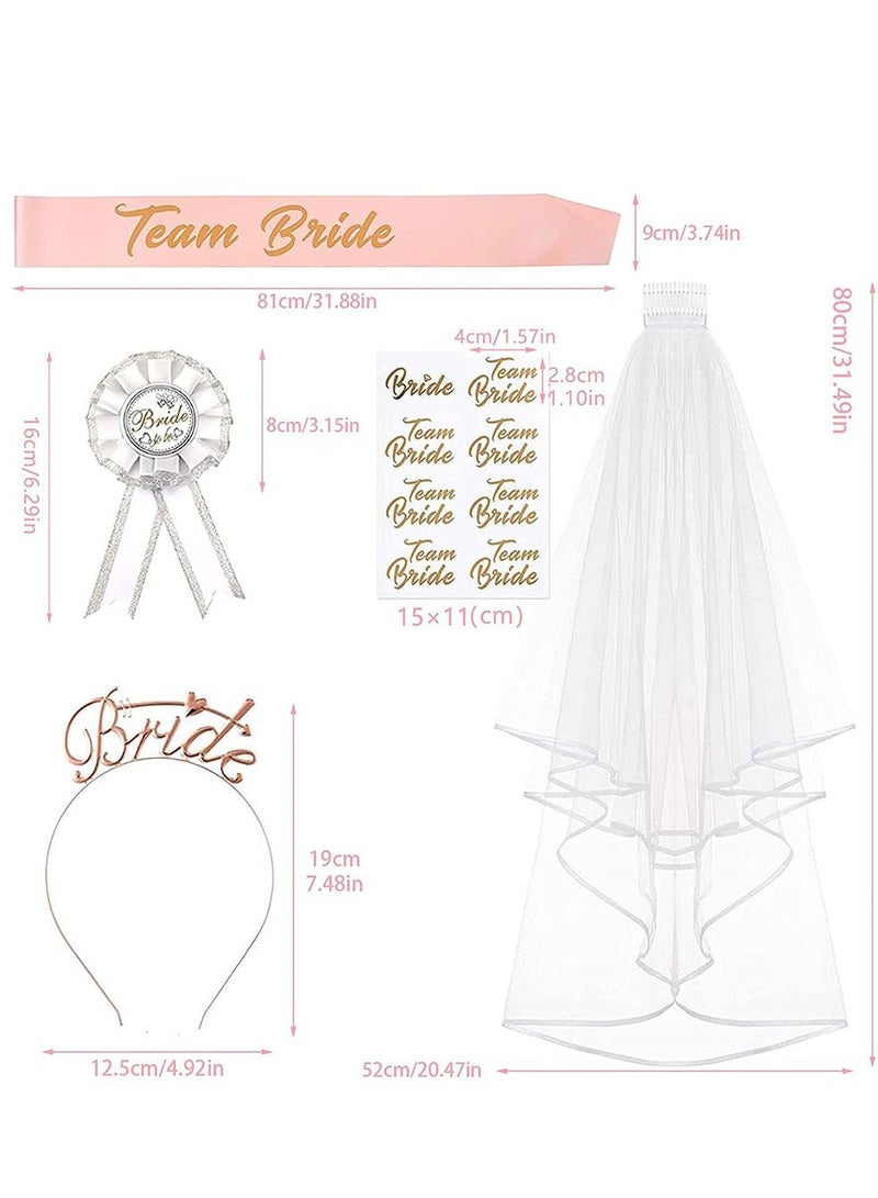 HomarKet Rose Gold Bride To Be Set  Bachelorette Party Decorations Rose Gold Glitter Kit,Bridal Shower Supplies Bride to Be Bachelorette Sash Veil Crown Tiara - Image 5