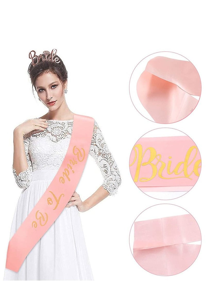 HomarKet Rose Gold Bride To Be Set  Bachelorette Party Decorations Rose Gold Glitter Kit,Bridal Shower Supplies Bride to Be Bachelorette Sash Veil Crown Tiara - Image 2