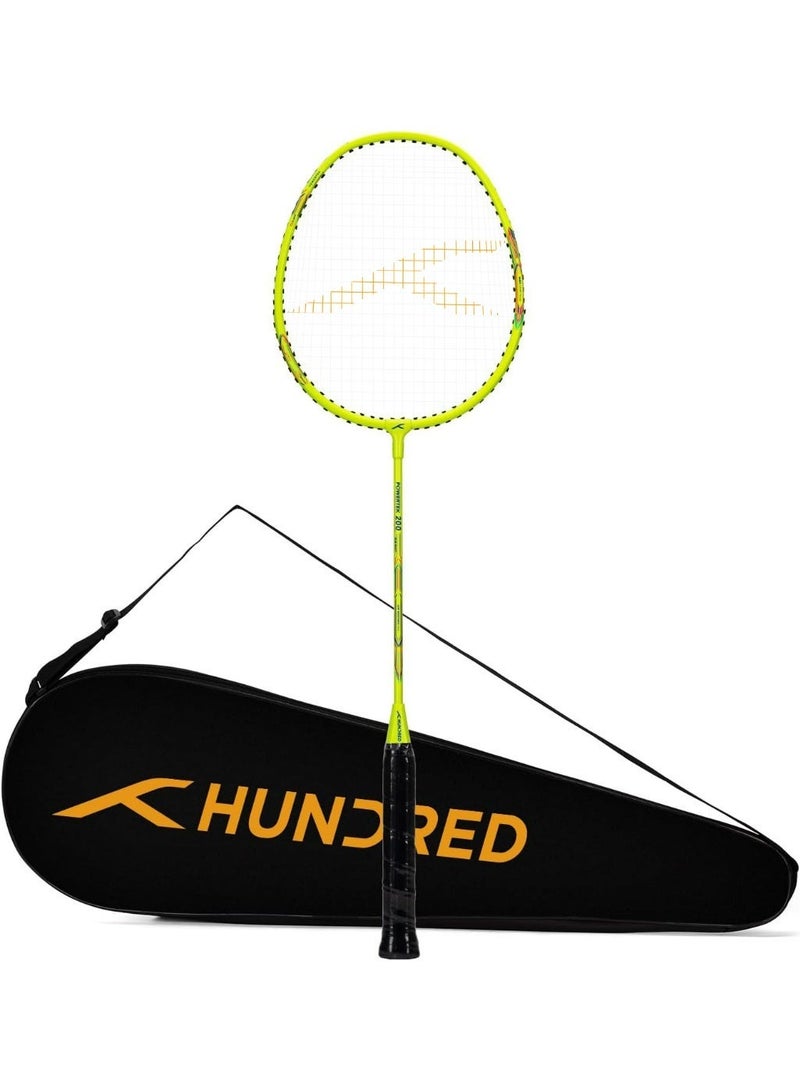 HUNDRED Powertek 200 PRO Badminton Racquet with Head Cover | Aluminium Frame | Strung | Weight: 92g | Grip Size: G5 | For Intermediate Players | Max String Tension: 18–20 lbs - Image 2