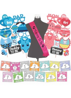 WOBBOX Wobbox Baby Shower Decoration Items| Baby Shower Ceremony Photo Booth Props for Photoshoot, Milestone Crad& Mom to Be Sash, Godh Bharai Ceremony Decoration Kit-(FP508)  - Image 1