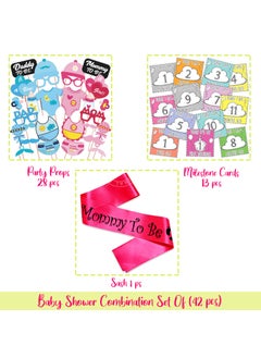 WOBBOX Wobbox Baby Shower Decoration Items| Baby Shower Ceremony Photo Booth Props for Photoshoot, Milestone Crad& Mom to Be Sash, Godh Bharai Ceremony Decoration Kit-(FP508)  - Image 2
