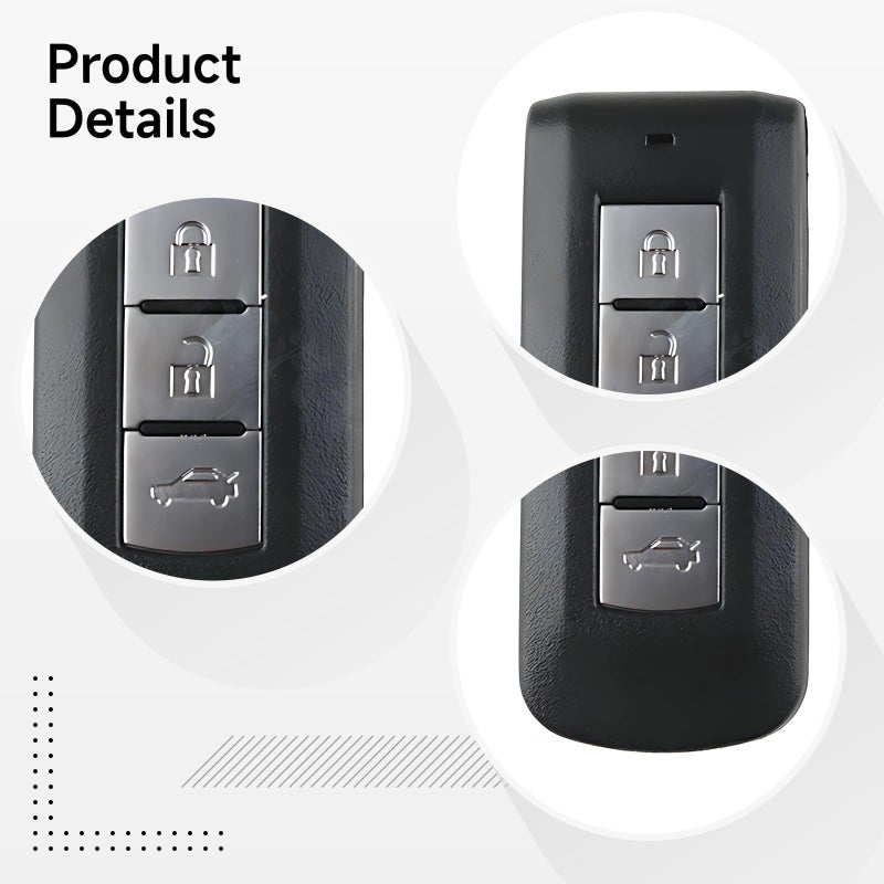 Outlander 3 Button Remote Key Fob Replacement 433Mhz Id46 Chip ABS Shell - Image 3