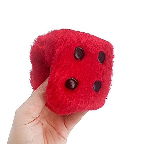 YGMONER Red Fuzzy Dice for Rear View Mirror, Pair of 2.75" Plush Dice Retro Hanging Ornaments Car Interior Rearview Mirror Decor Accessories (Red) - Image 5
