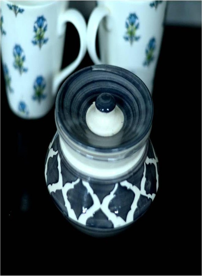 SHRIYAM CRAFT ceramic handi Ceramic Handmade Pickle Jar Set with Lid, Dining Table Pickels Containers and an Ideal Gift for Family achar Handi 300ML pack of 2 (color Grey) - Image 5