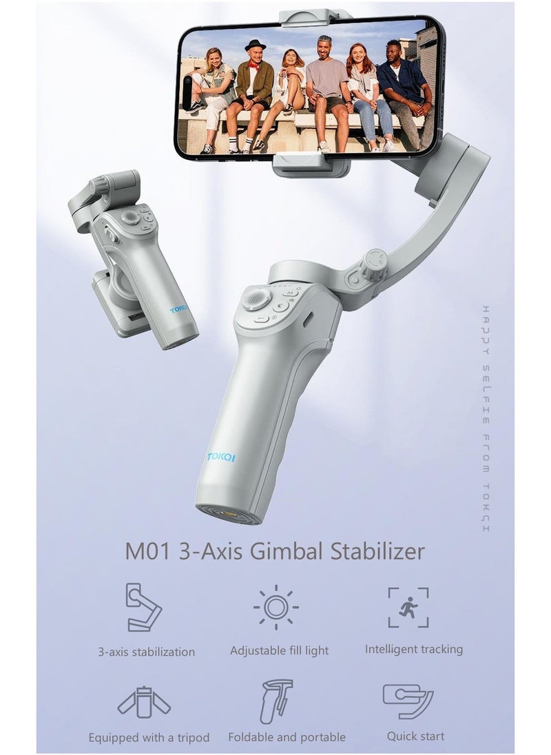 3-Axis Smartphone Stabilizer, AI Smart Tracking, Powerful Motor, 8 Stabilization Modes, Large Capacity Battery, Long Battery Life, Adjustable Fill Light, With Tripod, Video Stabilizer For YouTube an - Image 1