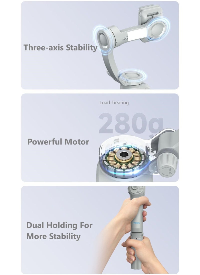 3-Axis Smartphone Stabilizer, AI Smart Tracking, Powerful Motor, 8 Stabilization Modes, Large Capacity Battery, Long Battery Life, Adjustable Fill Light, With Tripod, Video Stabilizer For YouTube an - Image 4