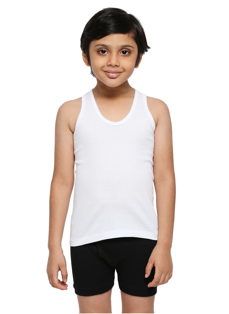 BYC BOY'S COTTON VEST (PACK OF 3) - WHITE  - Image 3