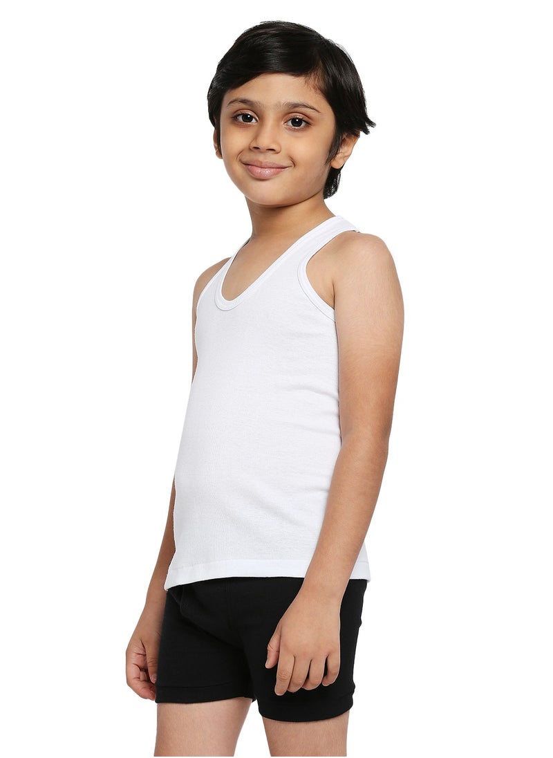 BYC BOY'S COTTON VEST (PACK OF 3) - WHITE  - Image 5