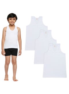 BYC BOY'S COTTON VEST (PACK OF 3) - WHITE  - Image 1