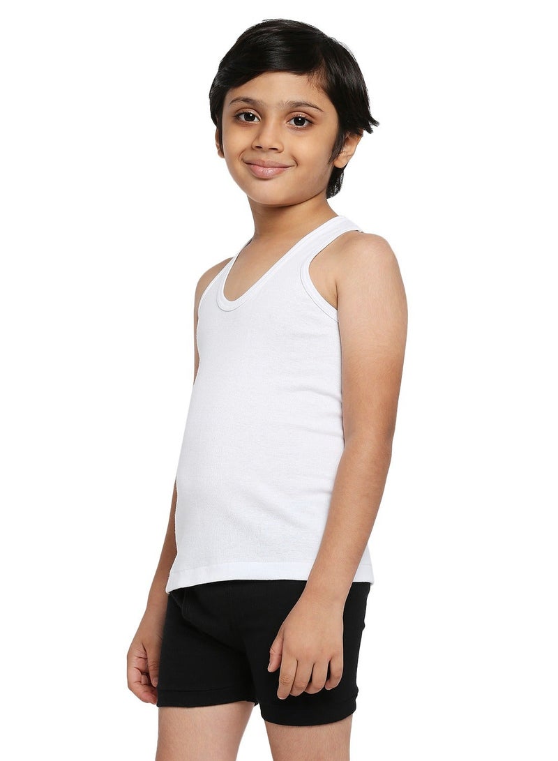 BYC BOY'S COTTON VEST (PACK OF 3) - WHITE - Image 5