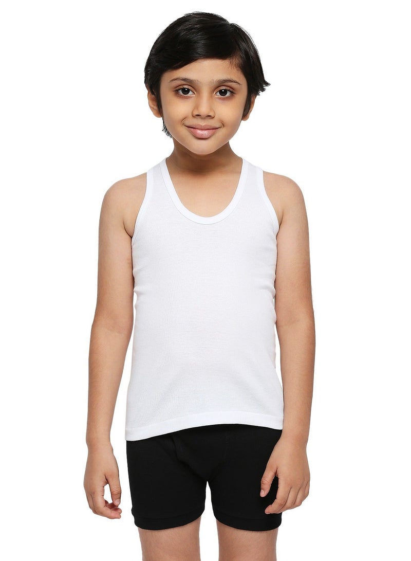 BYC BOY'S COTTON VEST (PACK OF 3) - WHITE - Image 1