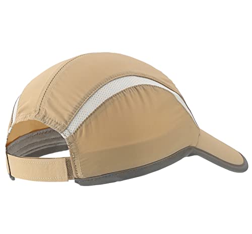 Connectyle Foldable Mesh Sun Cap Outdoor Sports Hat Breathable Sun Runner Cap with Reflective Trim Khaki - Image 5
