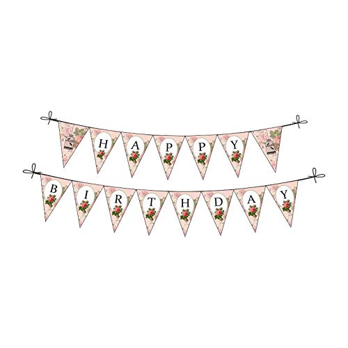 PrettyurParty Pretty UR Party Pink Floral and Bird Cage Party decorations Kit - 80 pcs includes Banner, balloons, thank you, centerpiece, danglers, Floral Party Supplies, Boho Birthday Decor, DIY Décor Pack for kids, girls, Teens - Image 2