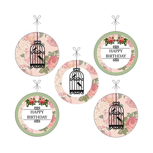 PrettyurParty Pretty UR Party Pink Floral and Bird Cage Party decorations Kit - 80 pcs includes Banner, balloons, thank you, centerpiece, danglers, Floral Party Supplies, Boho Birthday Decor, DIY Décor Pack for kids, girls, Teens - Image 5