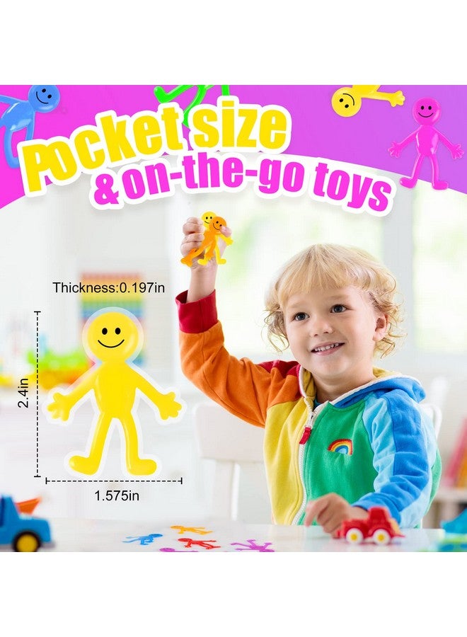 POPLAY 60Pcs Smiley Face Bendable Man, Stretchy Figures Party Favors Gooey Bendy Fidget Toys For Stress Relief Goodie Bags Stocking Stuffer Piñata Fillers - Image 3