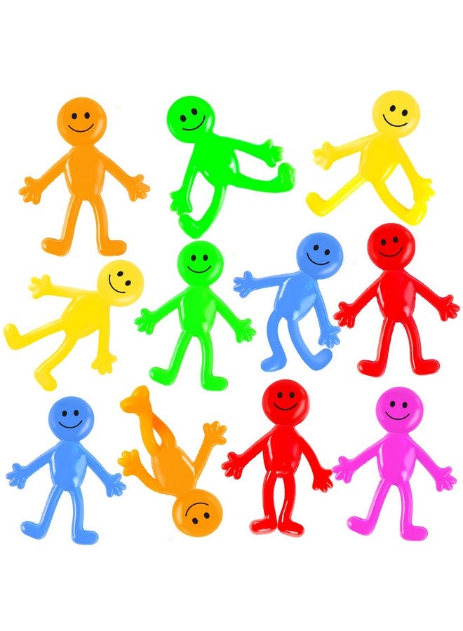 POPLAY 60Pcs Smiley Face Bendable Man, Stretchy Figures Party Favors Gooey Bendy Fidget Toys For Stress Relief Goodie Bags Stocking Stuffer Piñata Fillers - Image 1