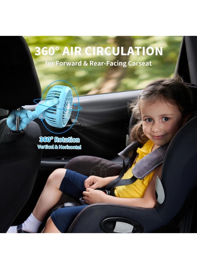 أماكول Battery Operated Stroller Fan Flexible Tripod Clip On Fan with 3 Speeds and Rotatable Handheld Personal Fans for Car Seat Crib Bike Treadmill (Blue) - Image 5