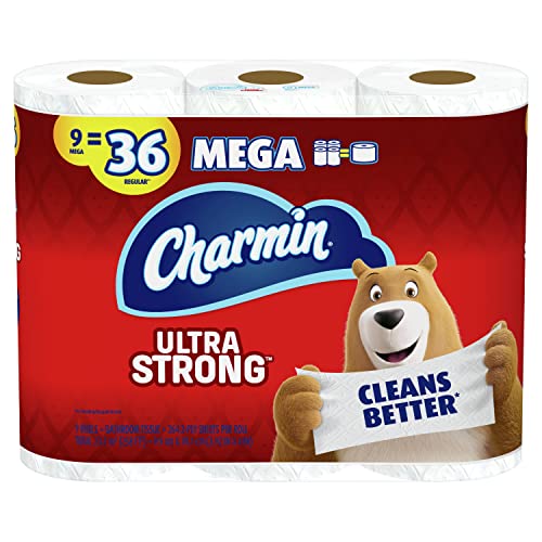 Charmin Ultra Strong Toilet Paper, 9 Mega Rolls = 36 Regular Rolls (Packaging May Vary) - Image 1