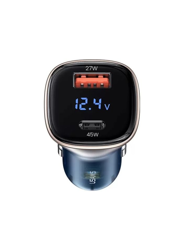 Usams C29 Dual Ports Digital Display Fast Car Charger A+C 72W - Image 1