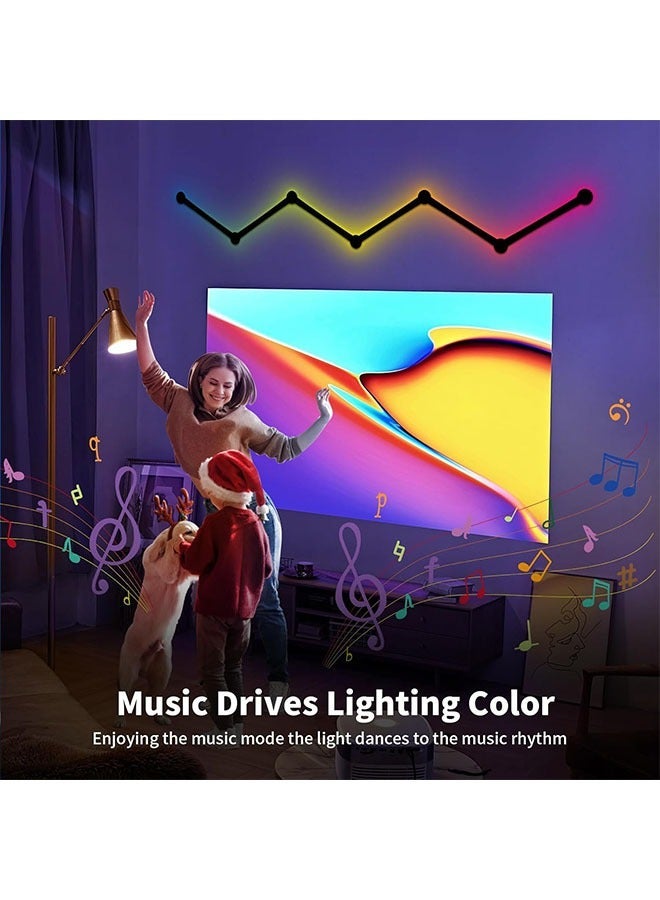 OASIS DESERT Wi-Fi RGB Smart LED Gaming Light lines, Music Sync Home Wall Creative Decor Light Bars with 16M+ Colors & 40+ Sence Modes, LED Wall Light for Gaming Room, Living Room, Bedroom USB (9 Pcs,Black - Image 5
