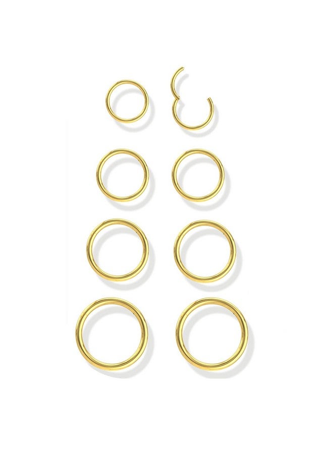 Jstyle 8 Pcs 16G 316L Surgical Steel Gold Nose Rings Hoops Septum Rings Lip Rings Hypoallergenic Nose Clicker Ring Tragus Helix Cartilage Daith Rook Sleeper Earring Body Piercing Jewerly For Women Men  - Image 1