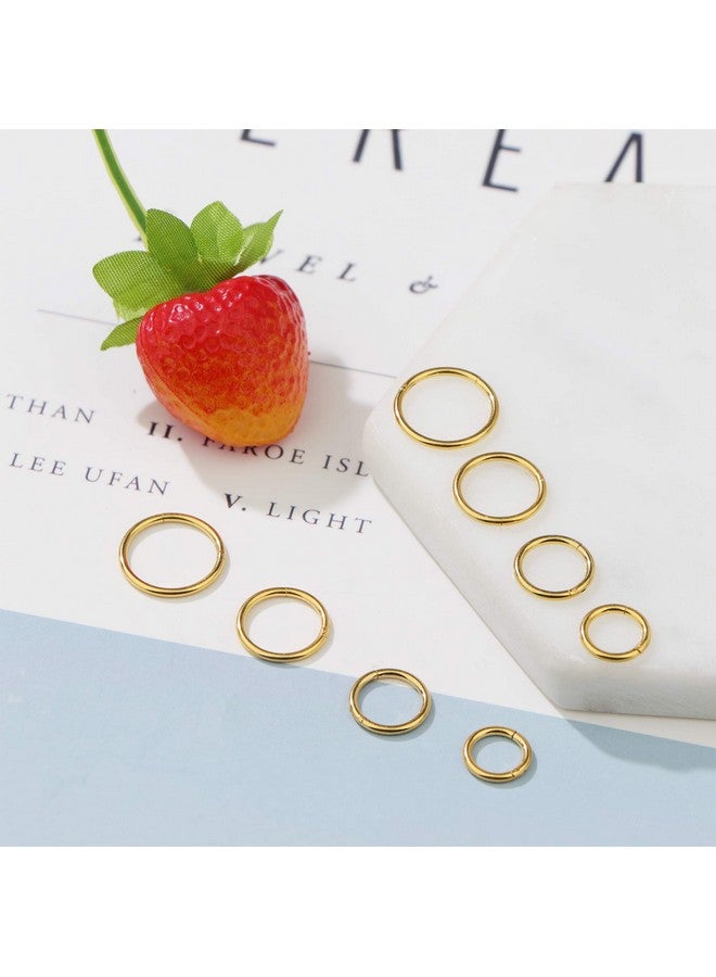 Jstyle 8 Pcs 16G 316L Surgical Steel Gold Nose Rings Hoops Septum Rings Lip Rings Hypoallergenic Nose Clicker Ring Tragus Helix Cartilage Daith Rook Sleeper Earring Body Piercing Jewerly For Women Men  - Image 4