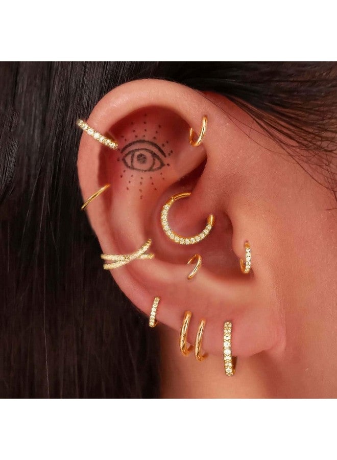 Jstyle 8 Pcs 16G 316L Surgical Steel Gold Nose Rings Hoops Septum Rings Lip Rings Hypoallergenic Nose Clicker Ring Tragus Helix Cartilage Daith Rook Sleeper Earring Body Piercing Jewerly For Women Men  - Image 3