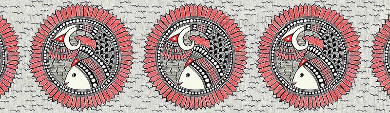 WallDesign Wall Border Sticker - Artistic Fish Grey Ethnic - 3 inch by 10 ft - for Bathroom, Kitchen, Door, Floor Decoration - Glossy Laminated Waterproof PVC Roll - Image 5